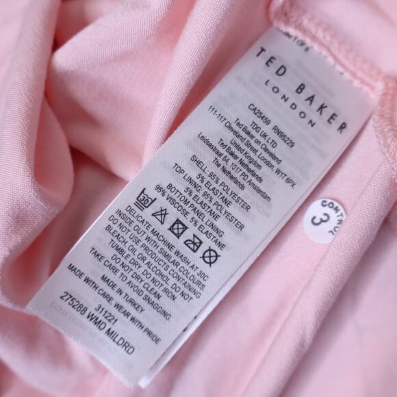 TED BAKER NWT Mildrd Mesh Mini Dress Pink Ruffle Shoulder Gathers Women's 0 - Picture 9 of 10